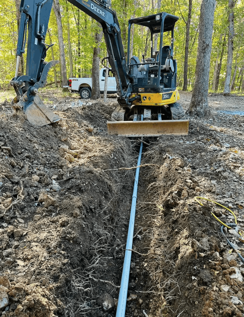 Image of a ditch Cold Creek Materials created for a water line pipe.